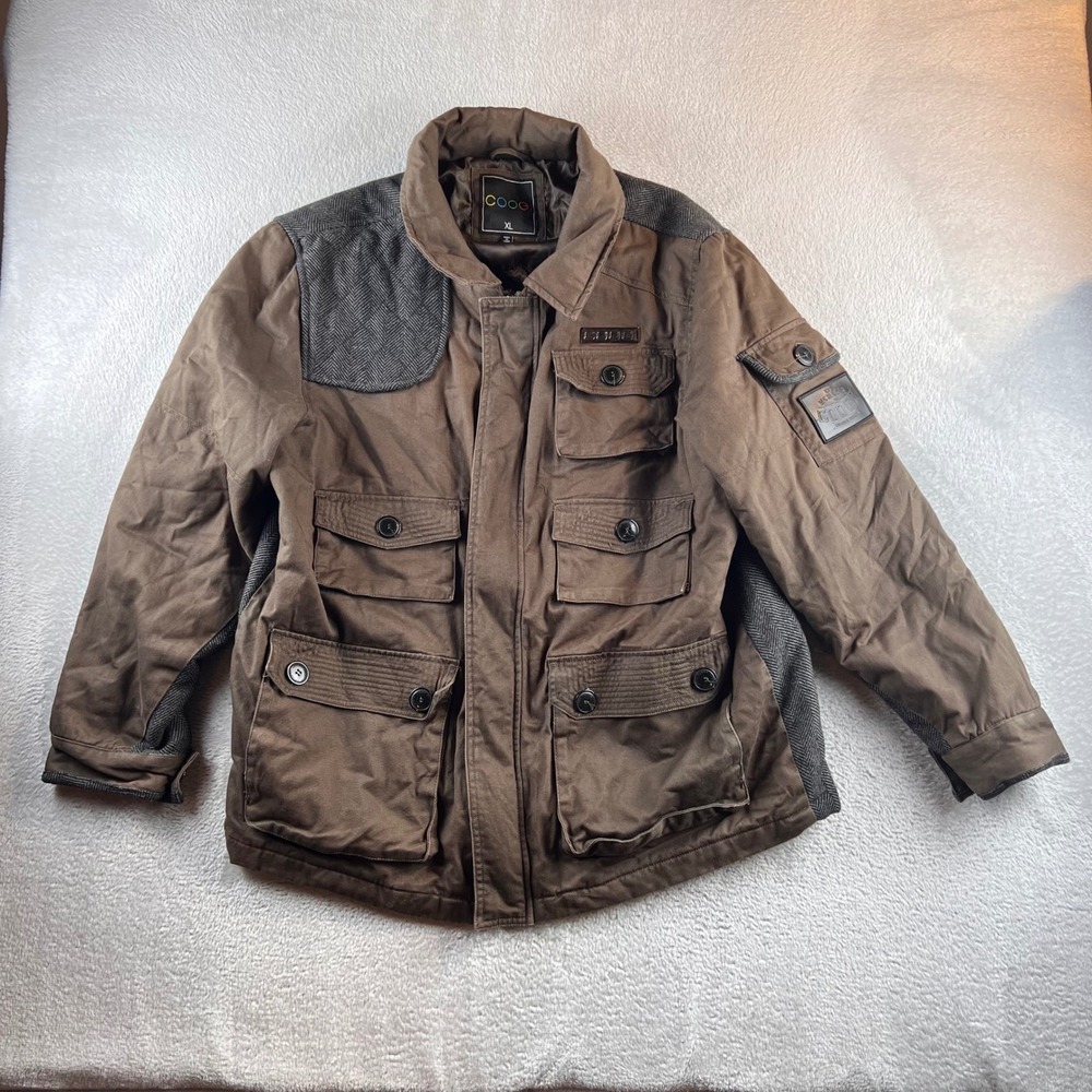 Coogi Australia Outback Mens XL Brown Cotton Herringbone Field Jacket G521
